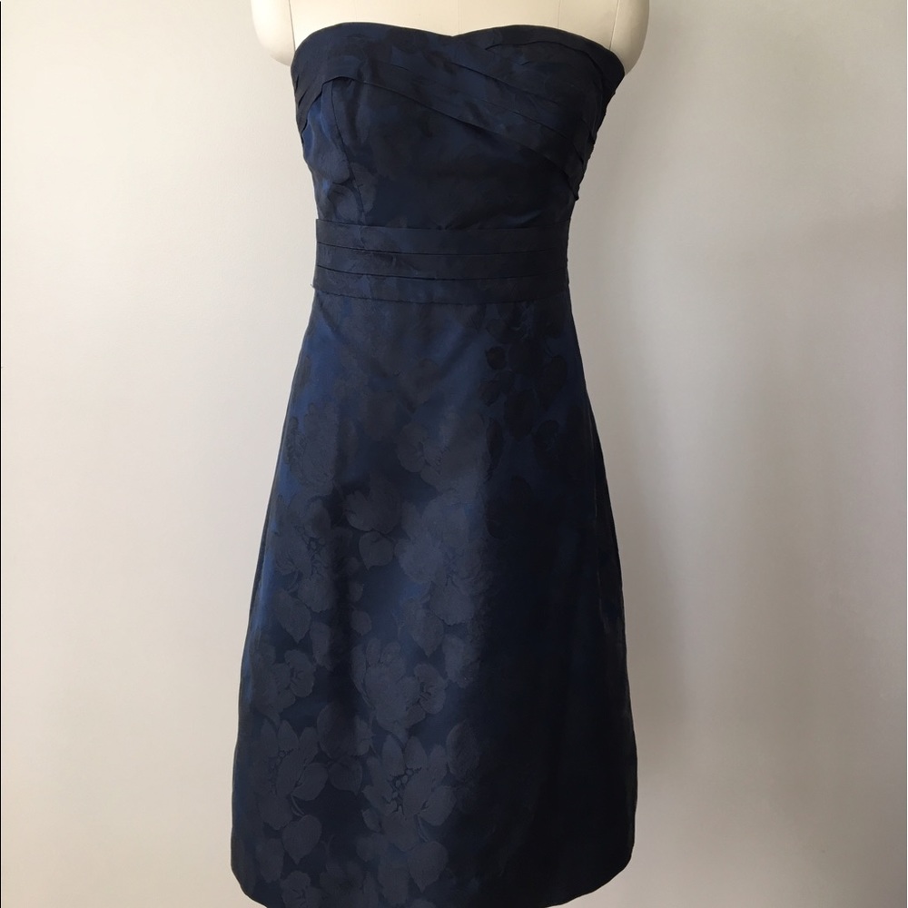 Ann Taylor Strapless Silk Navy Dress