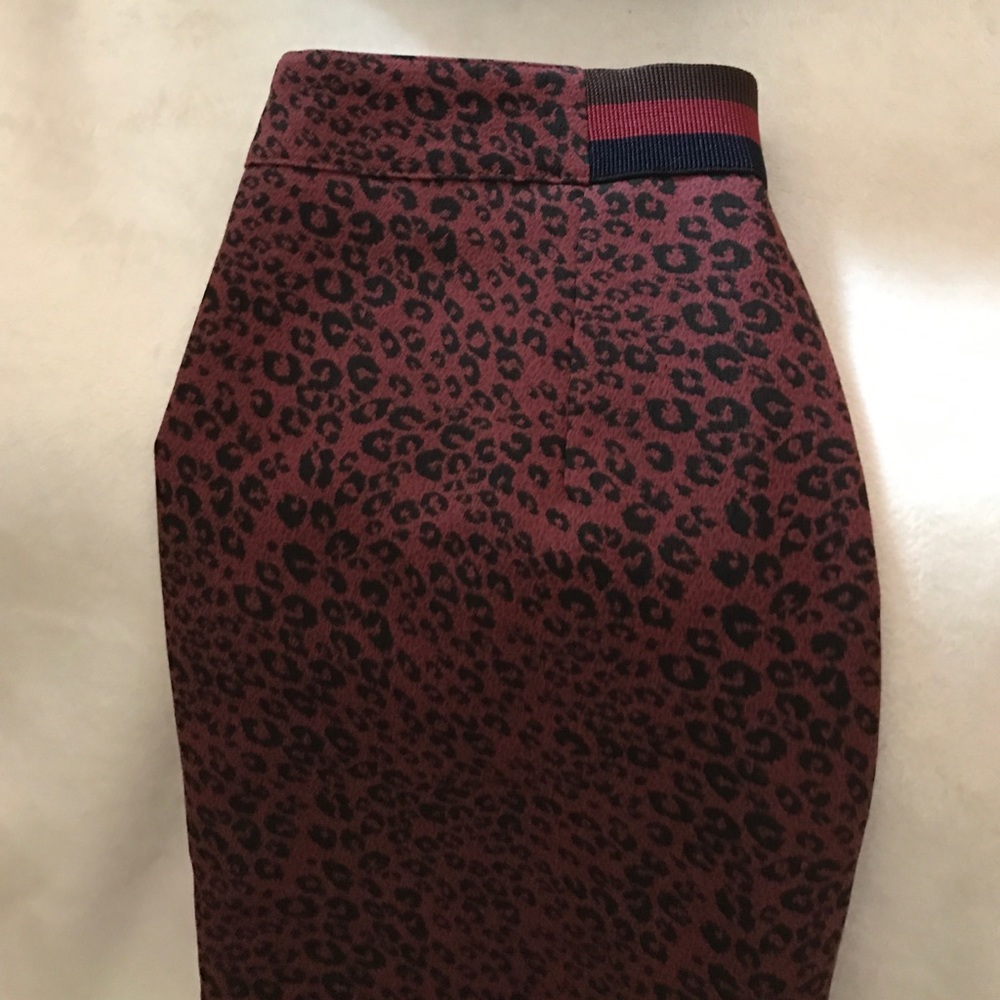 Maroon and black pencil skirt.
