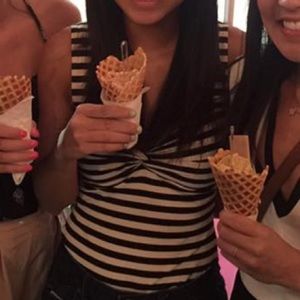 Black and off-white striped top from H&M