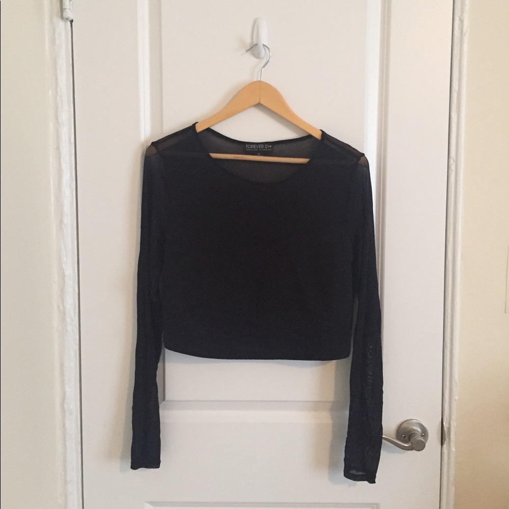 Black sheer crop top
