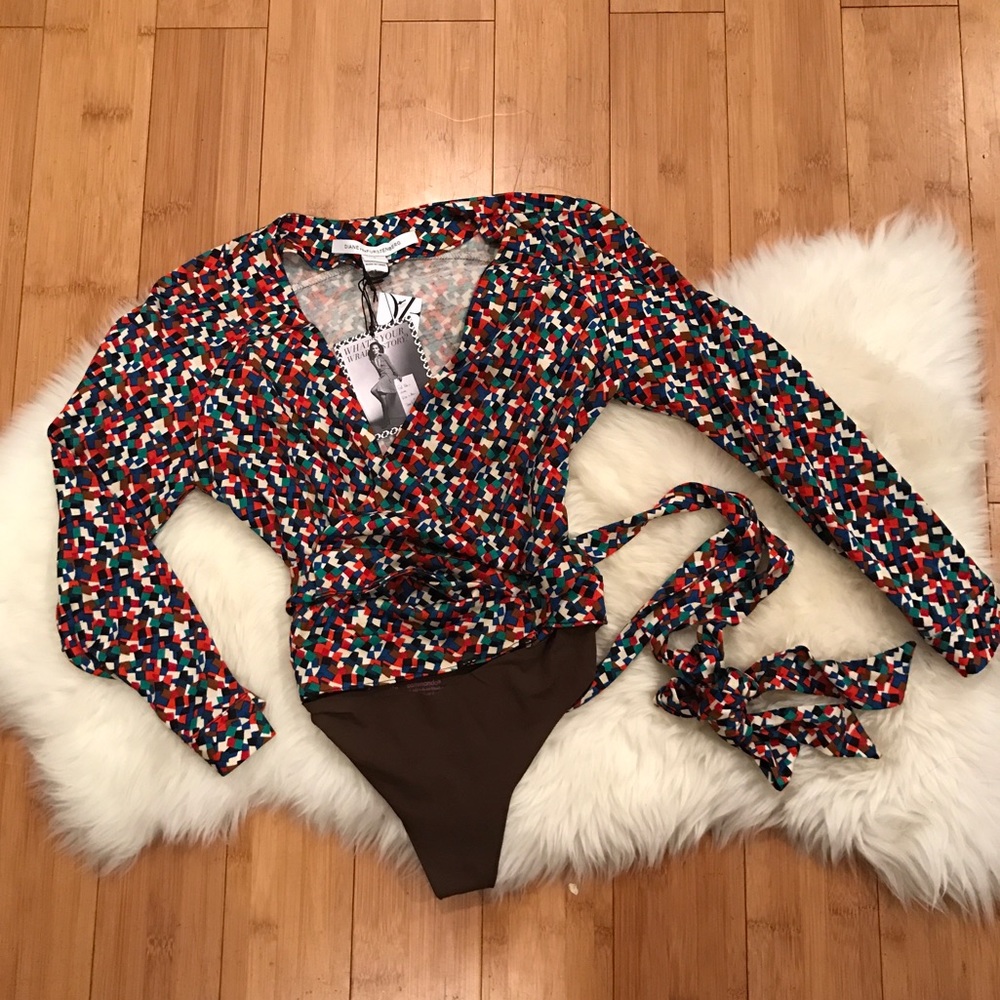 NWT Diane Von Furstenberg wrap bodysuit, size 2