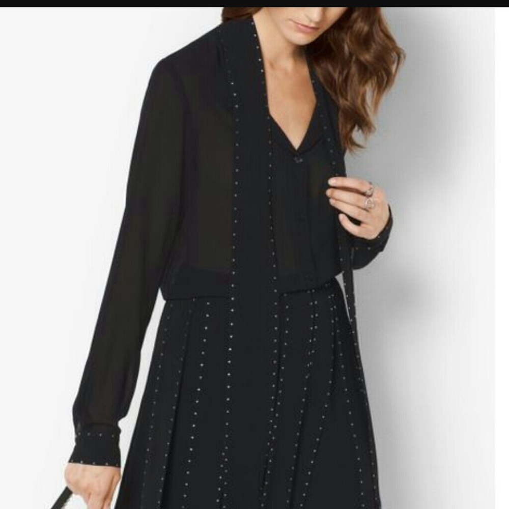 NWT Michael Kors Chiffon Tie-Neck Blouse
