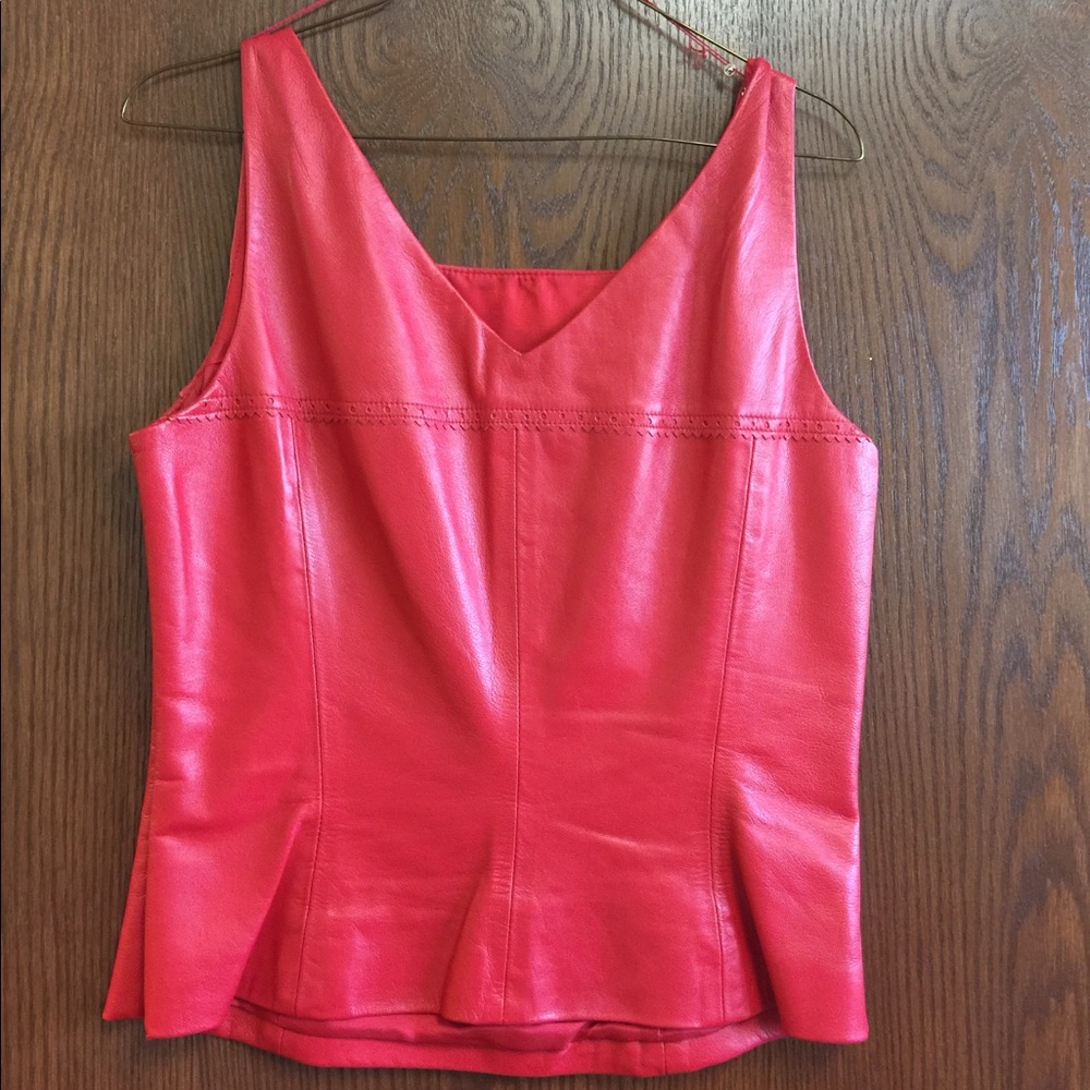 Dana Buchman red leather top