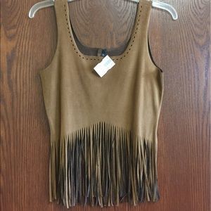 Brown fringe top