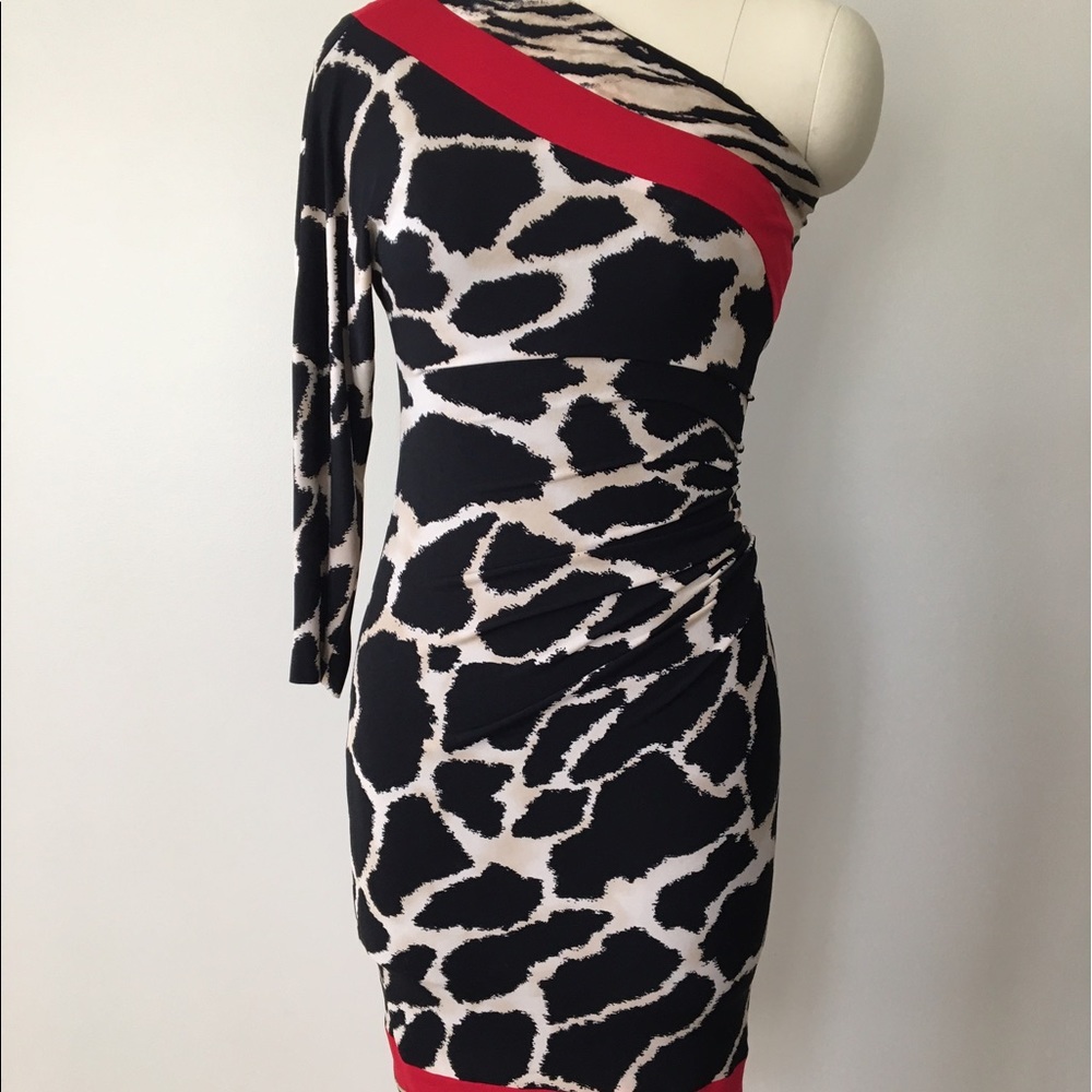 Cache Off-Shoulder Animal Print Dress NWT