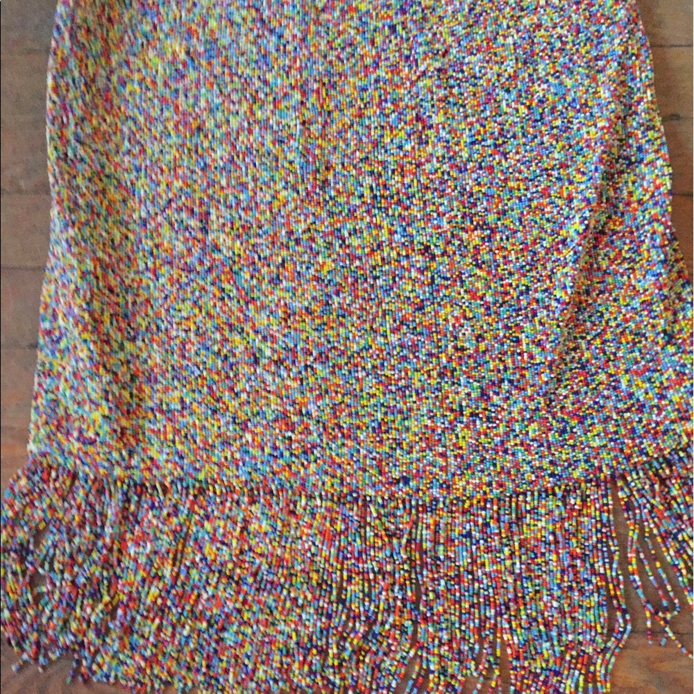 Multicolored beaded skirt with fringe