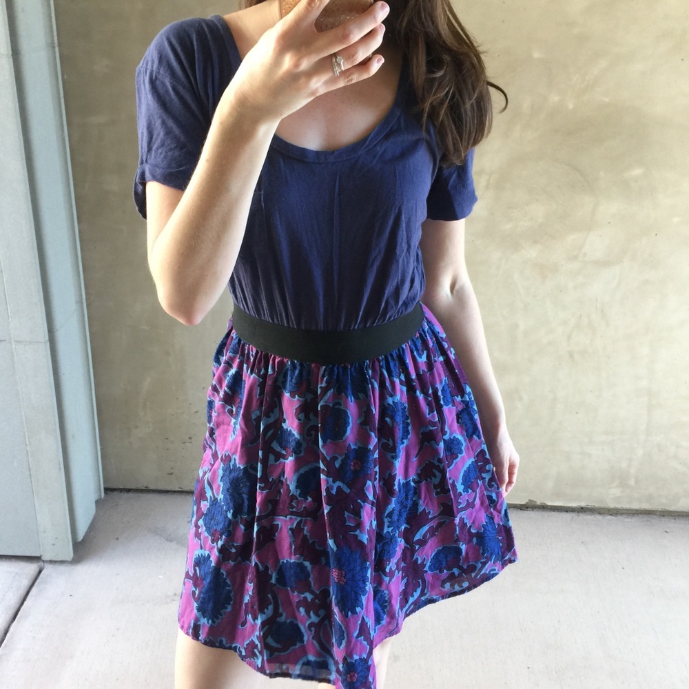 Free People T-Shirt and Floral Cotton Skirt Dress