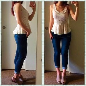 Papaya white lace peplum top
