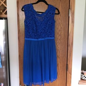 Horizon blue short cap sleeve lace dress