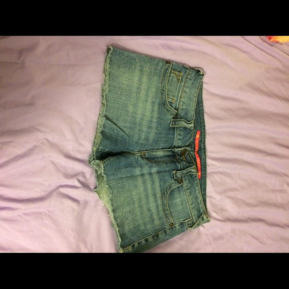 Denim cutoffs with glitter accent