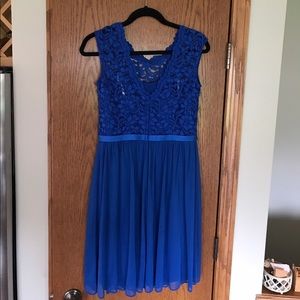 Horizon blue short cap sleeve lace dress