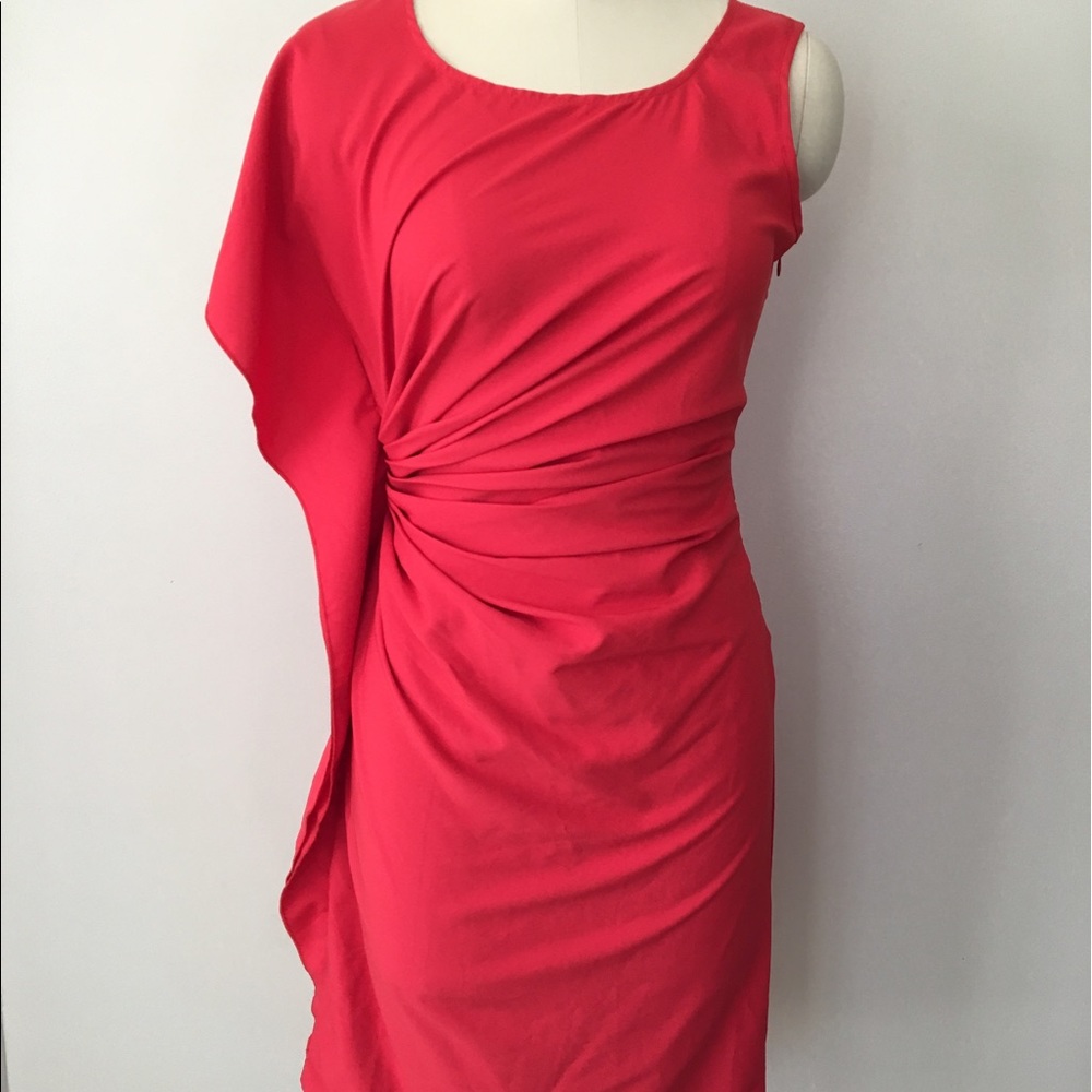 Ya Los Angeles Red Ruched Cocktail Dress NWT