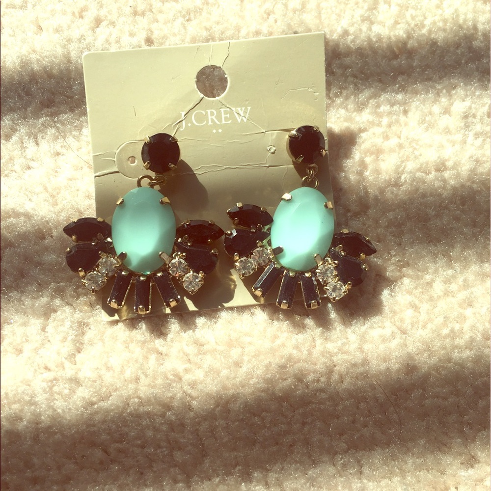 J.Crew earrings with black and mint stones