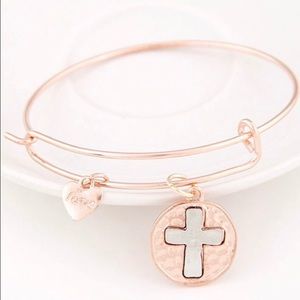 Bear My Cross Bangle in Rose Gold
