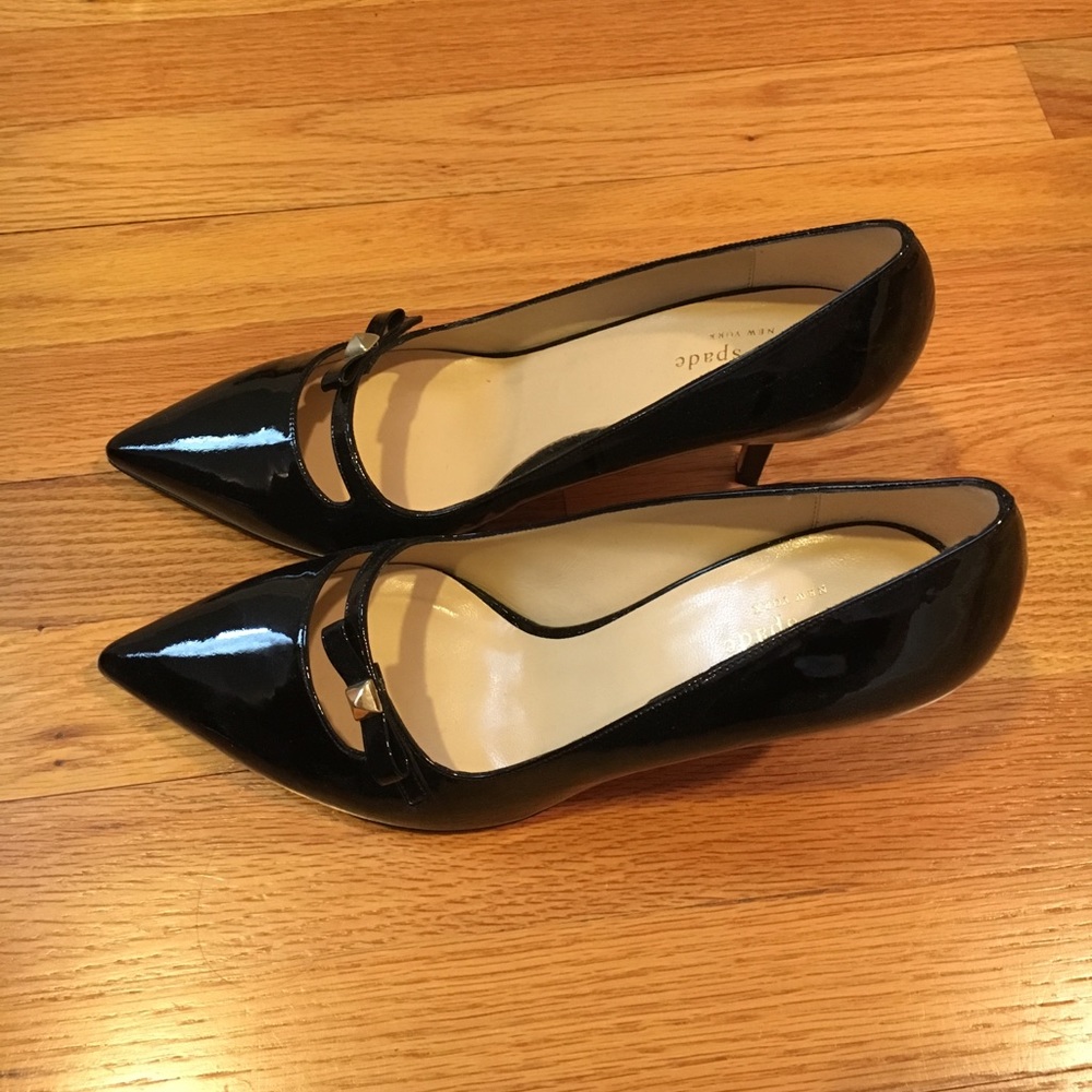 Kate spade size 10 black patent leather with bow