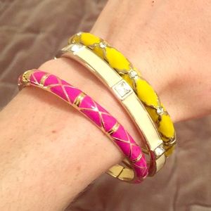 Pink Yellow and White Bangle Bracelets