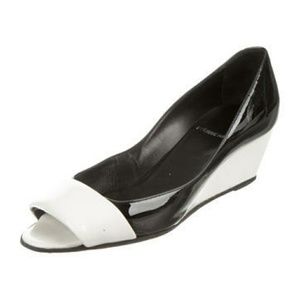 Pierre Hardy Patent Leather Peep-Toe Wedges