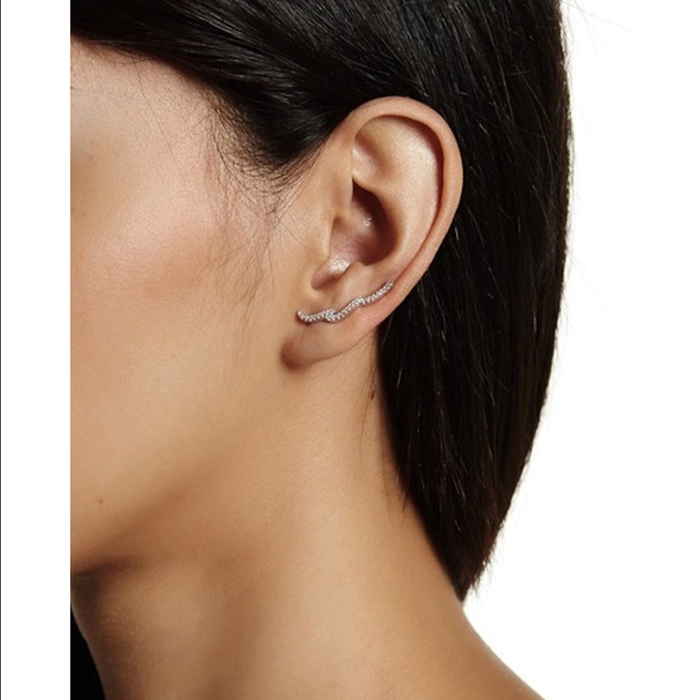 Wave ear climber set with Swarovski Crystal