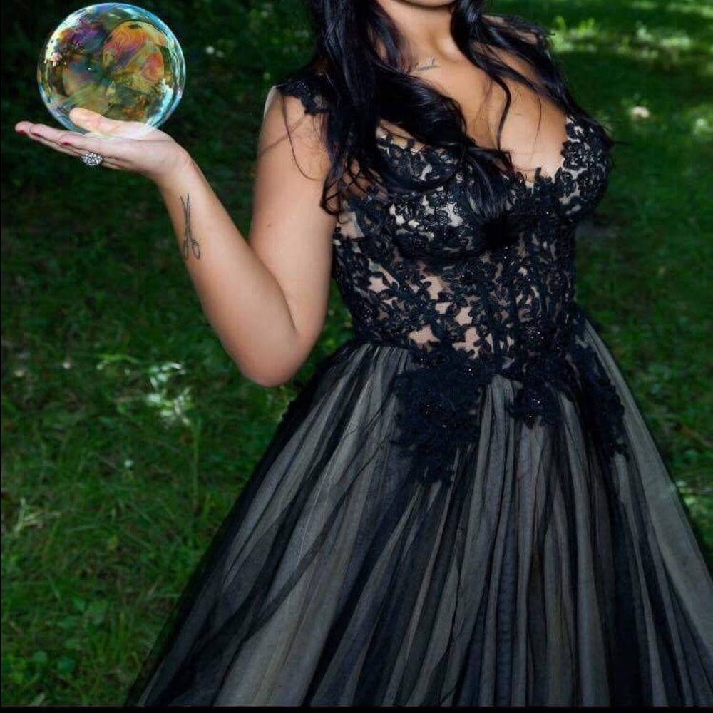 Mac Duggal black&nude PROM WEDDING ball gown Dress