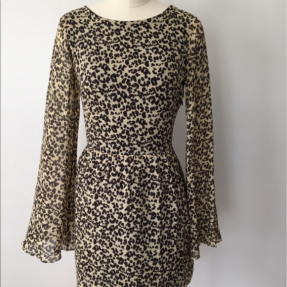 Dolce Vita Animal Print Dress with Bell Sleeves - Picture 1 of 5