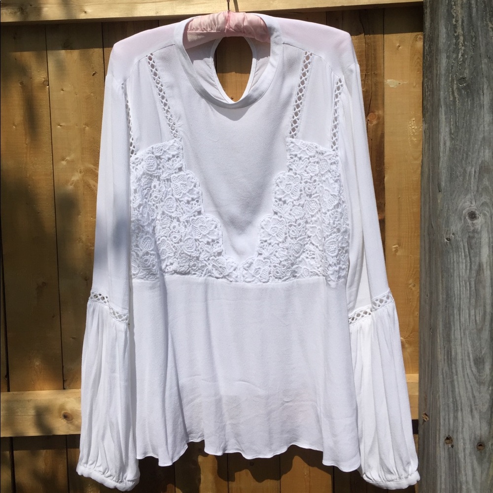 💥FINAL-NWOT GUESS Romantic Lace Trimmed Blouse XL