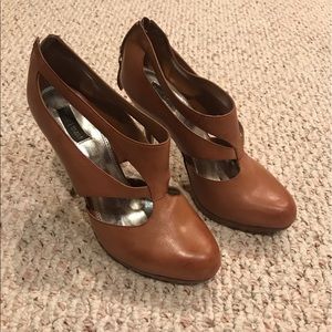 White House Black Market Brown Leather Heels
