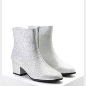 Glitter faux leather ankle boots 👢👠👛