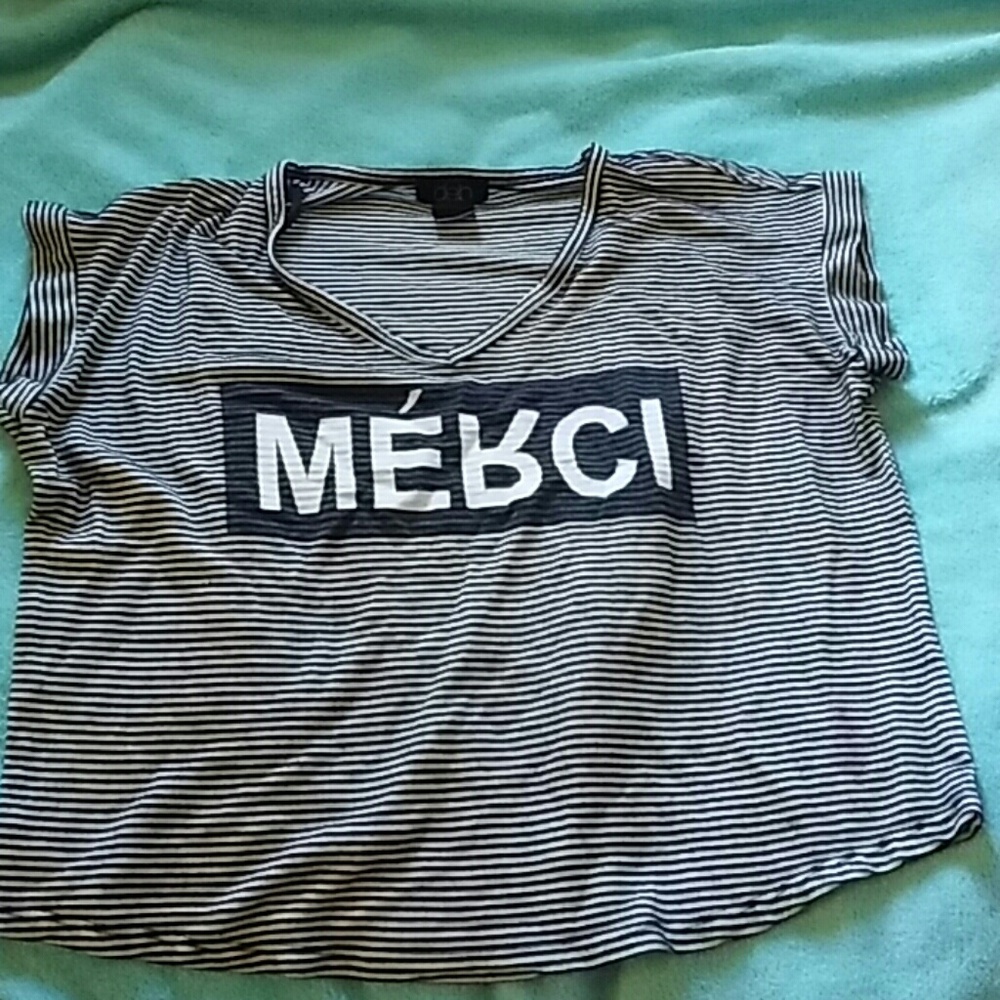 Deb brand short cap sleeve shirt w/stripes size L