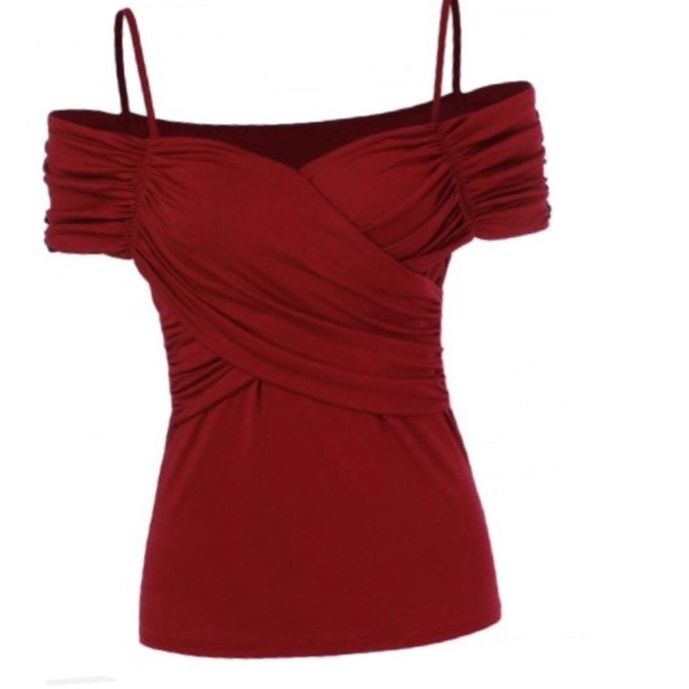 Dew shoulder empire waist New wine color