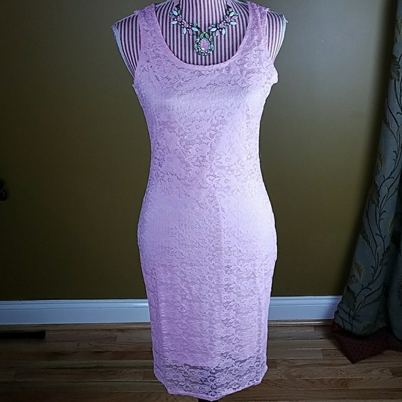 Pink Lace Pencil Dress - Picture 2 of 3