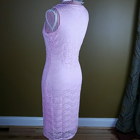 Pink Lace Pencil Dress - Picture 3 of 3