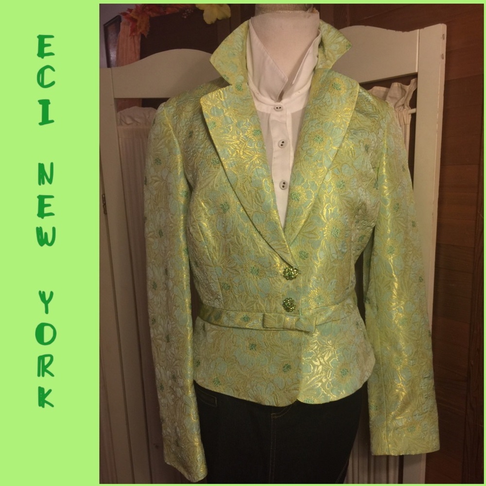 SZ 6- E C I NEW YORK BLUE-GREEN FLORAL BLAZER