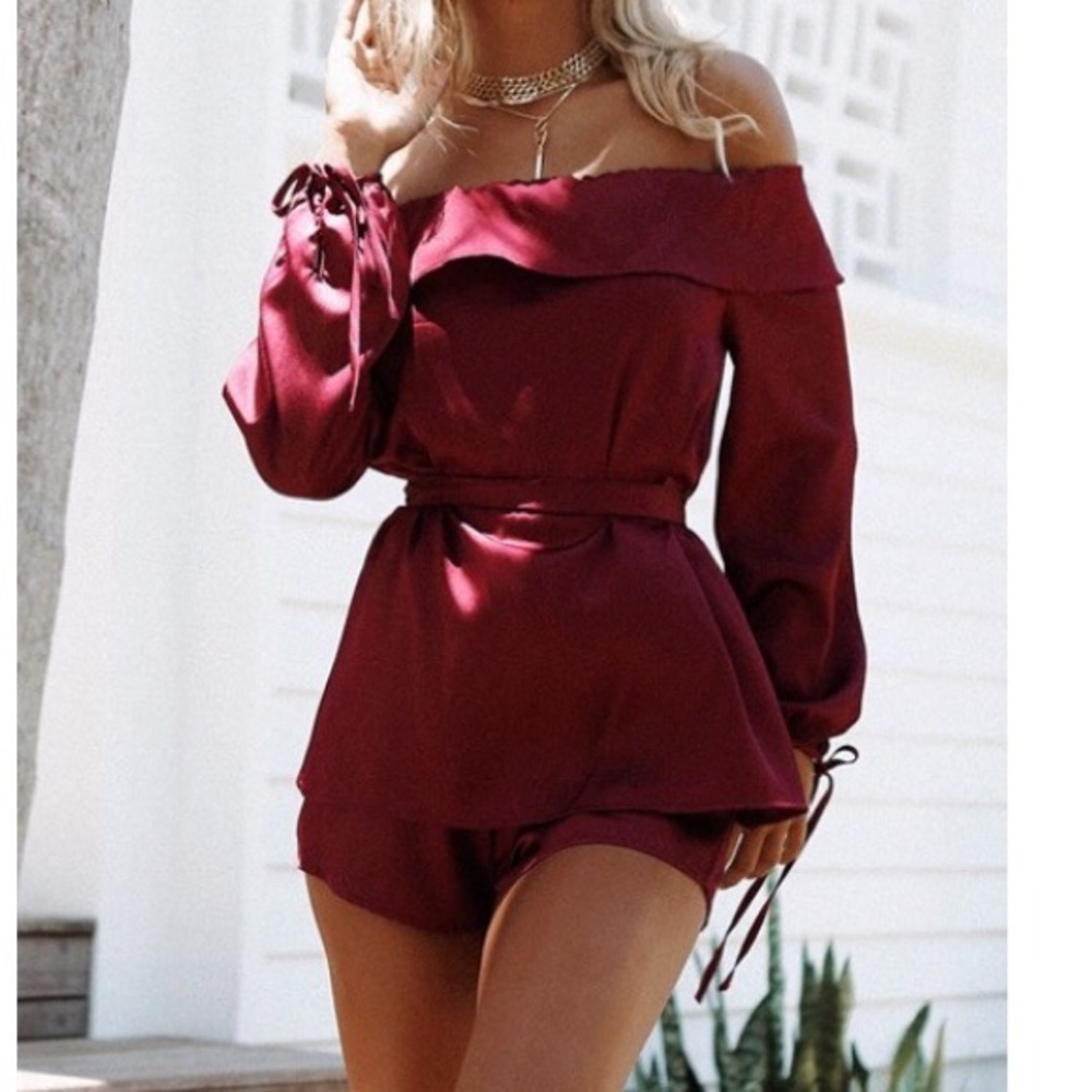 SABOSHIRT Berry Frill Playsuit.