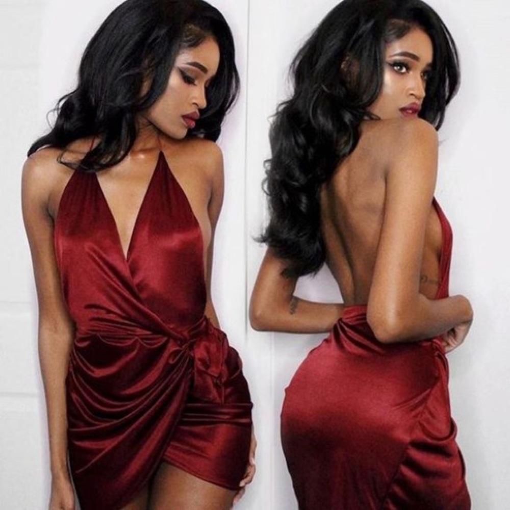 Satin wrap mini dress in satin