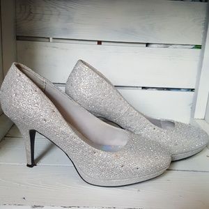 Silver sparkly heels