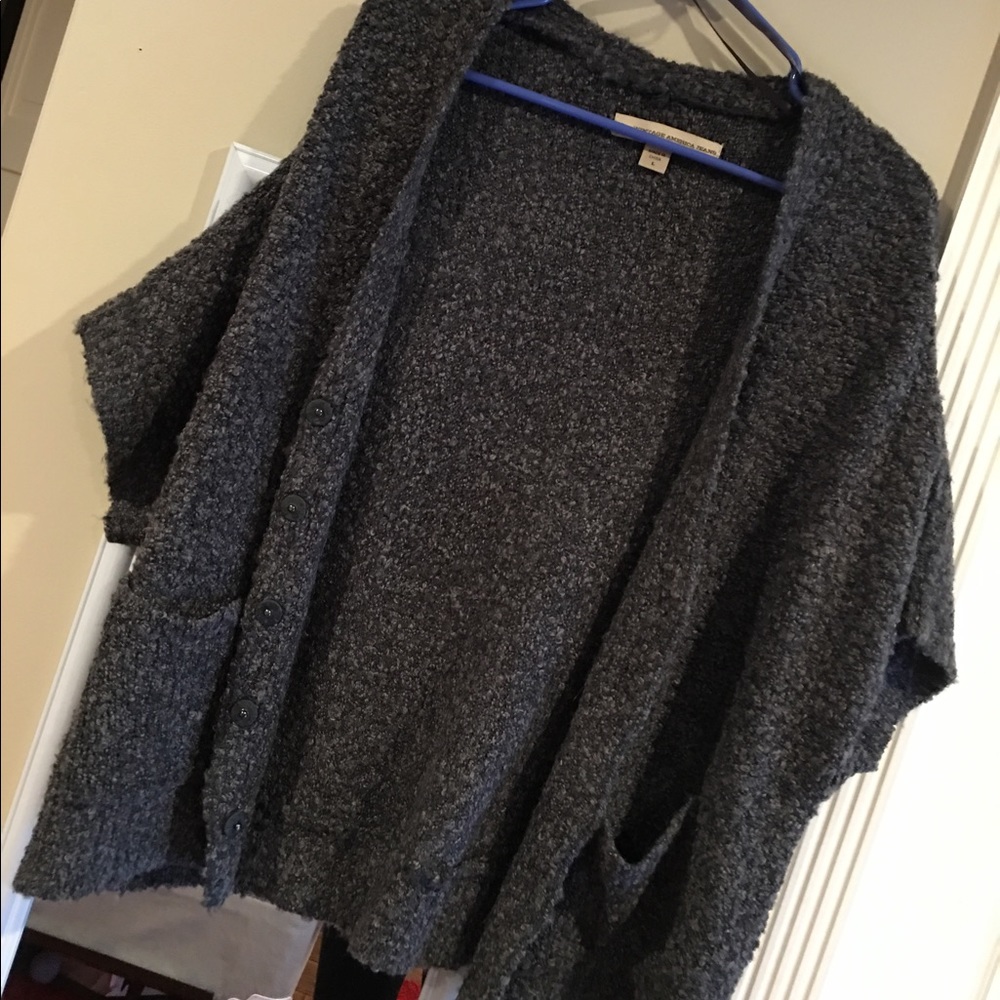 Nine West Short Sleeve Fuzzy Cardigan