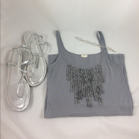 Last Chance!! J. Crew Factory Gray Ruffle tank - Picture 2 of 4