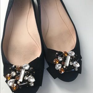 Kate Spade Navy Flats with Jeweled Toe Size 9