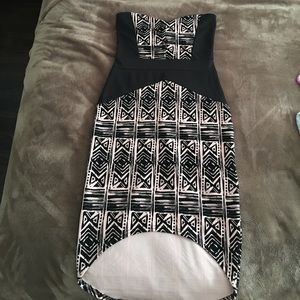 Black & Blush High low strapless midi dress