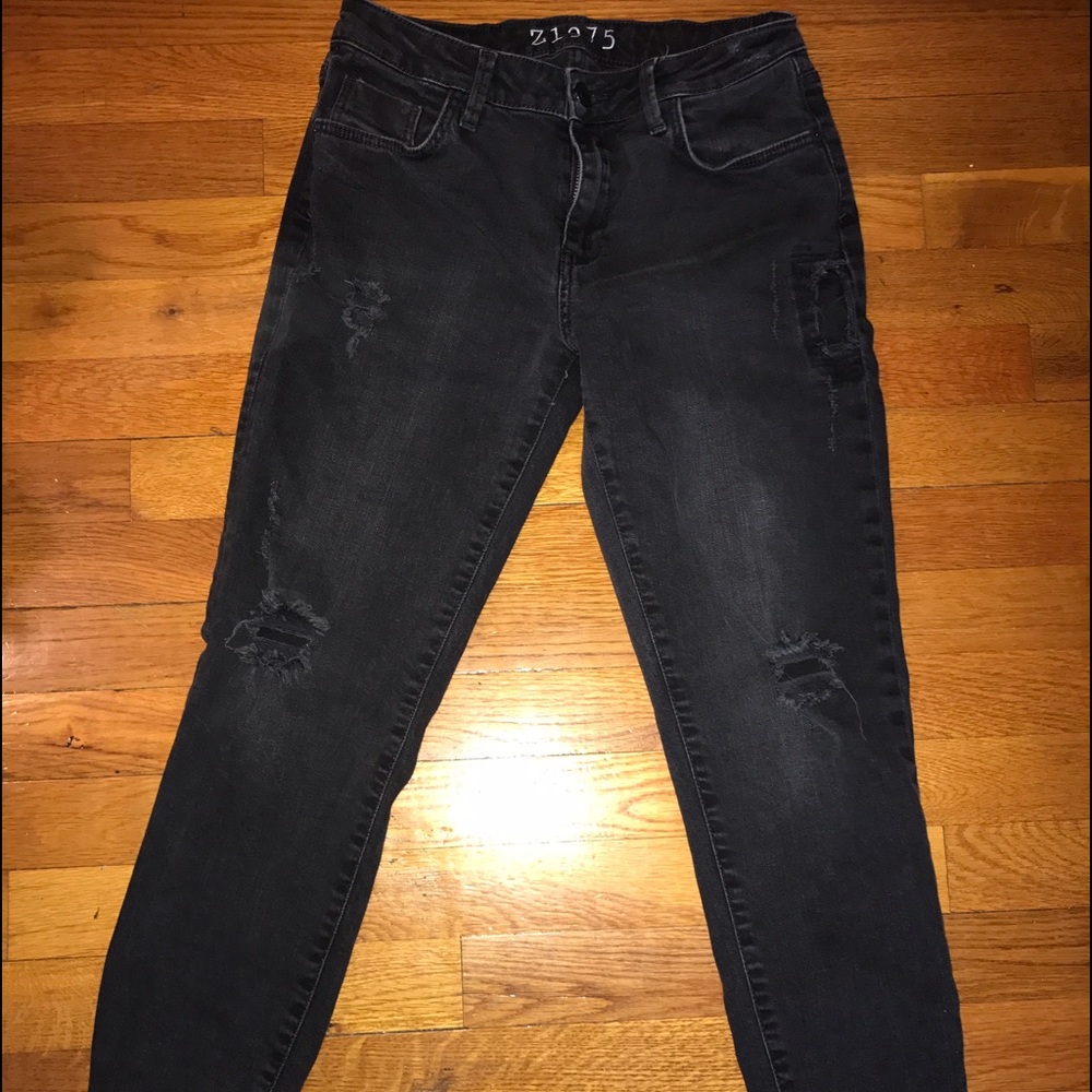 Zara faded black slightly ripped jeans