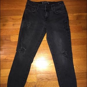 Zara faded black slightly ripped jeans