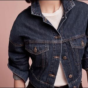 Anthropologie Pilcro Cropped Denim Trucker Jacket