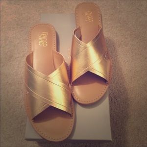 Franco Sarto Gold Slides sandals