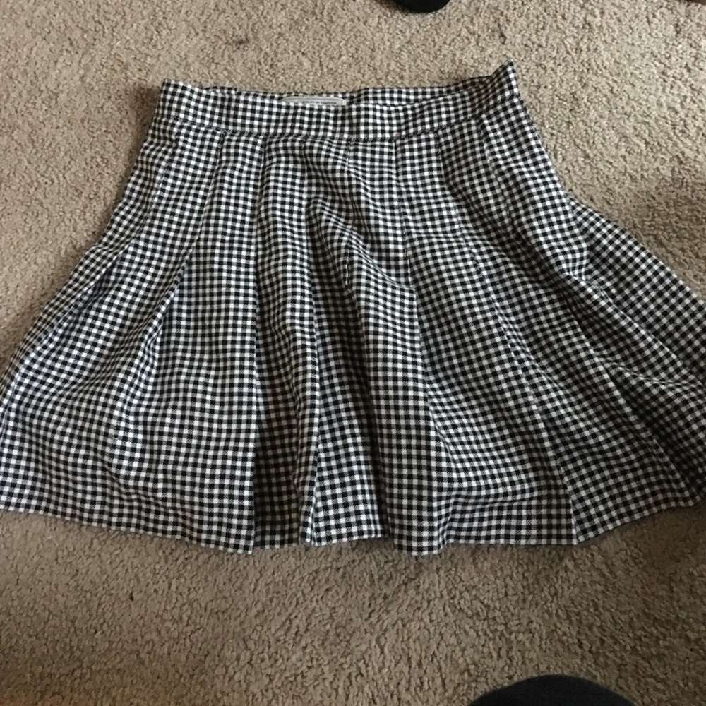 Vintage gingham plaid pleated skirt