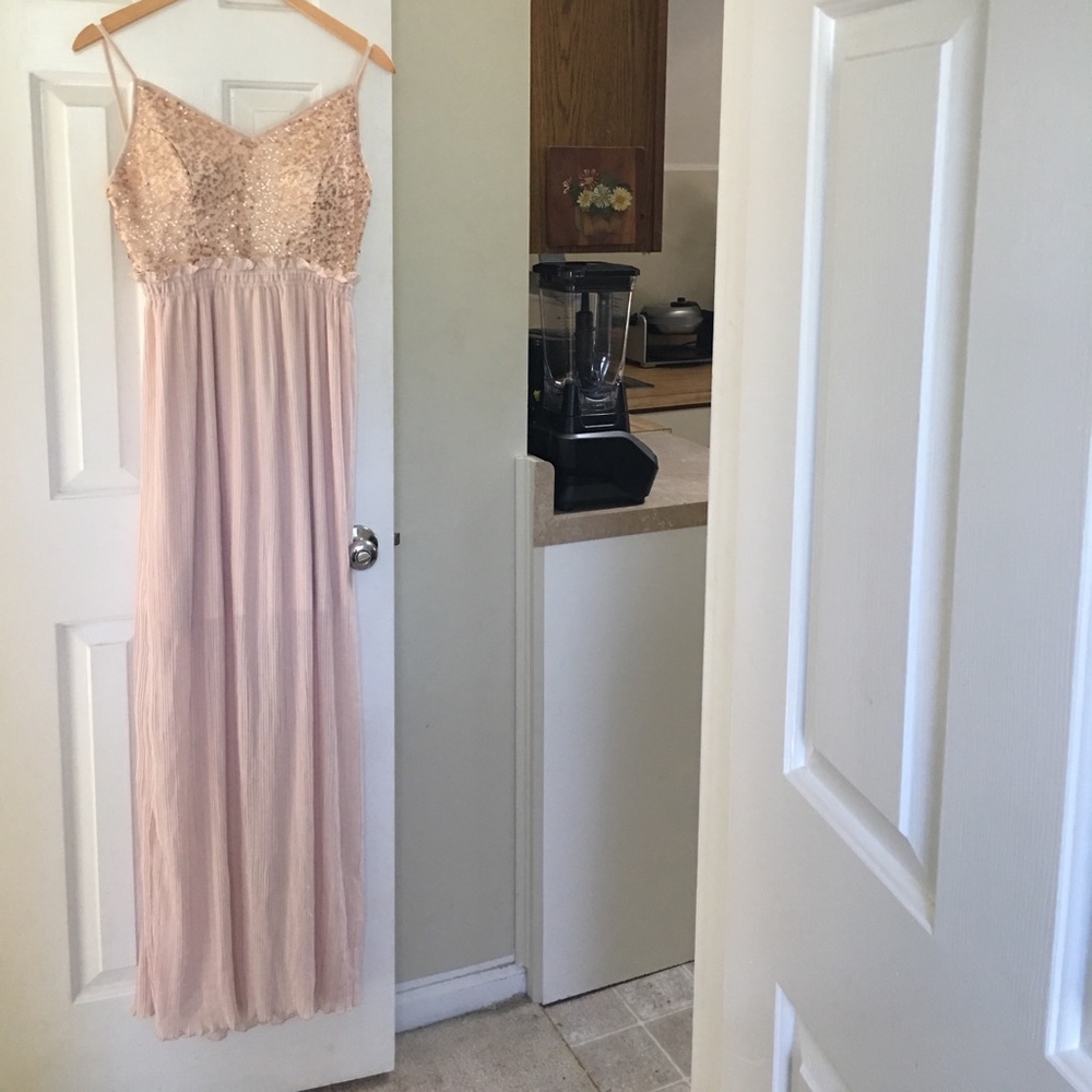 Backless sequin pink gown