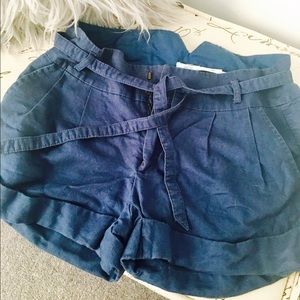 Navy High Waisted Shorts
