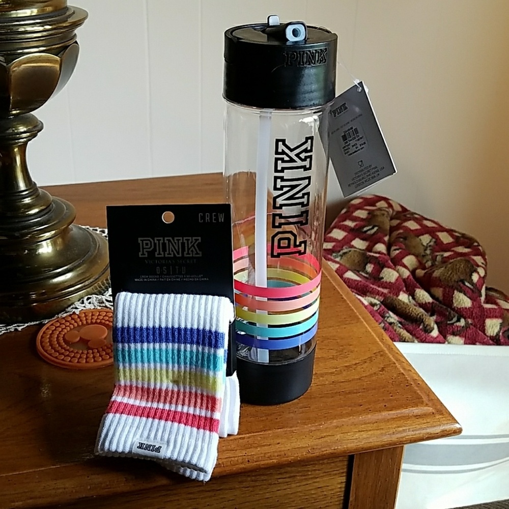 Pink waterbottle and socks bundle NWT