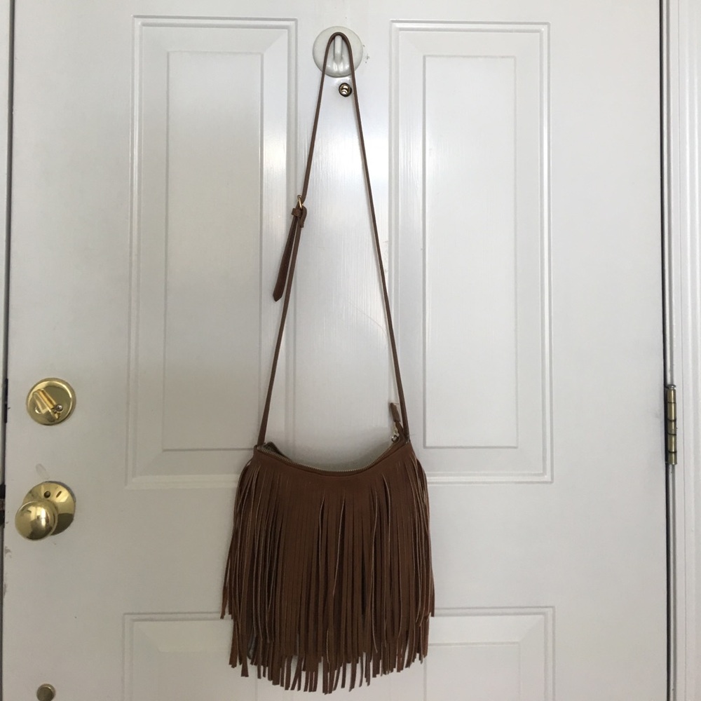 Brown fringe purse