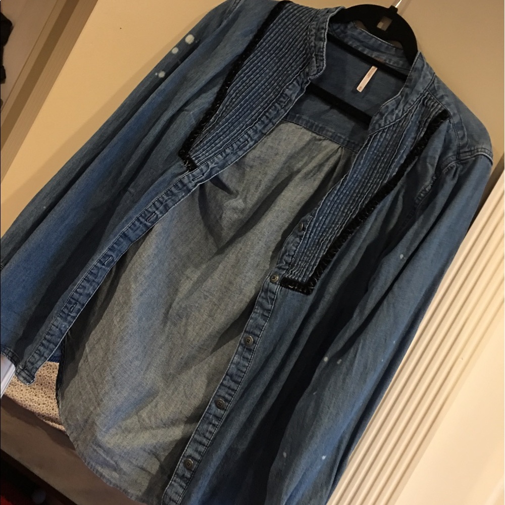 FP Button Up Distressed Denim