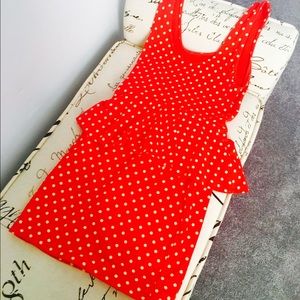 Red & White Polka dot Peplum Dress